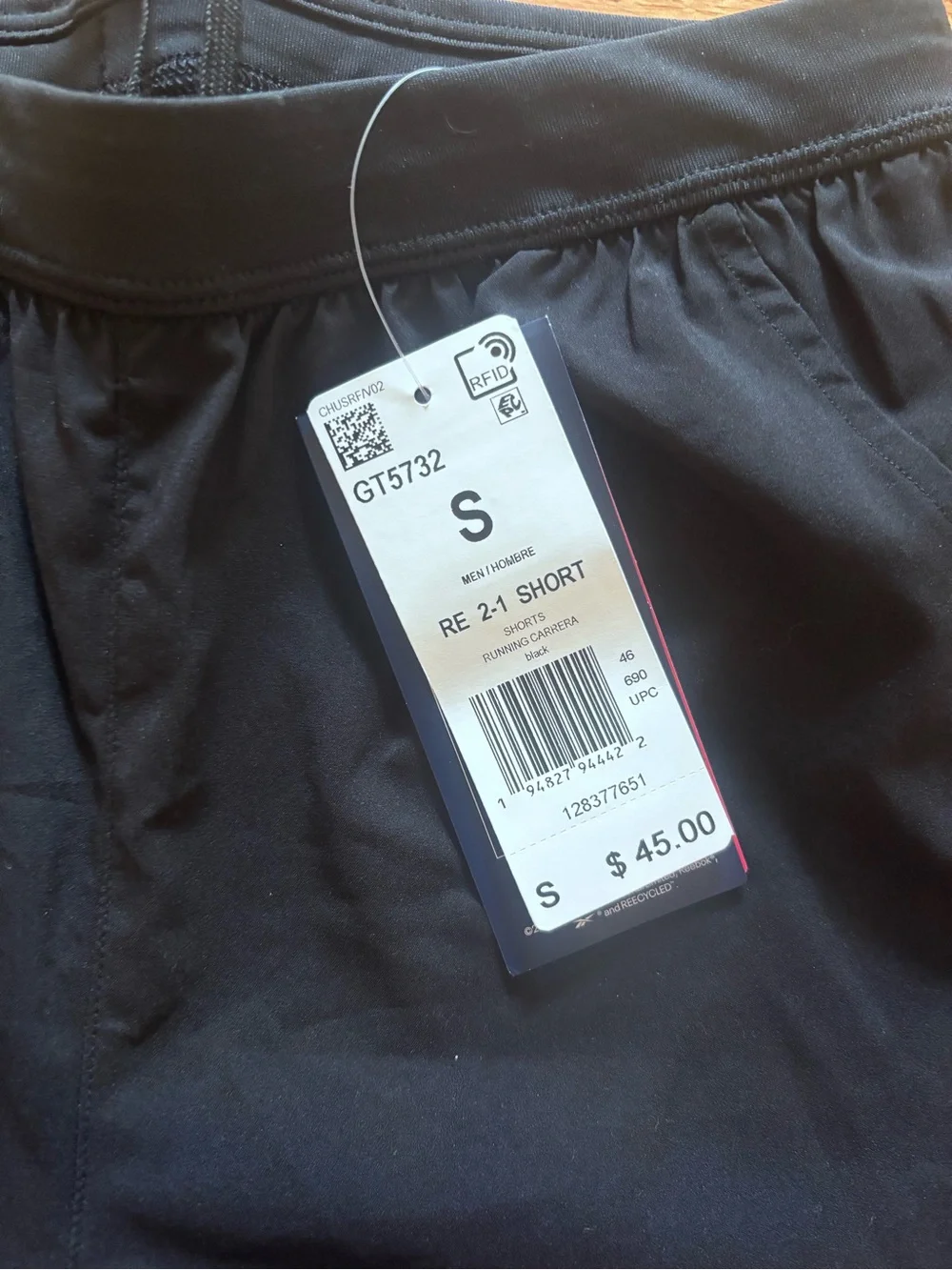 Reebok Men's Black 2-1 Workout Training Shorts ⭐️NWT⭐️